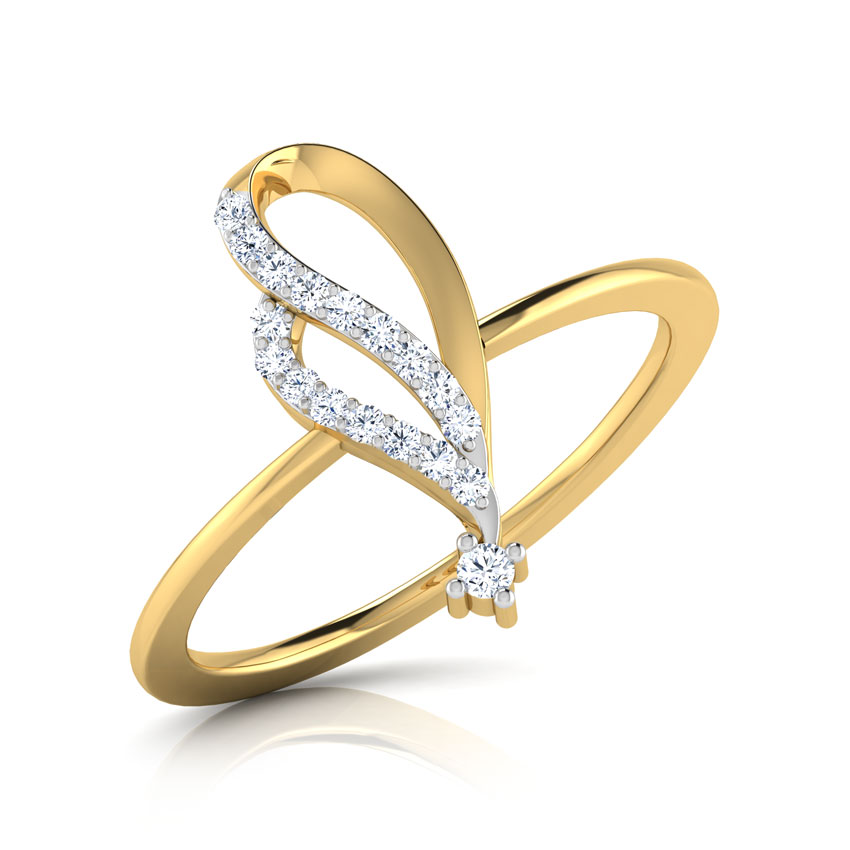 Diamond Rings 18 Karat Yellow Gold Flory Curved Diamond Ring