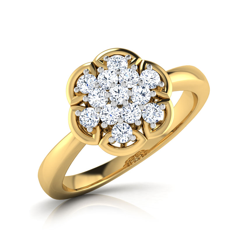 Diamond Rings 18 Karat Yellow Gold Flora Cluster Diamond Ring
