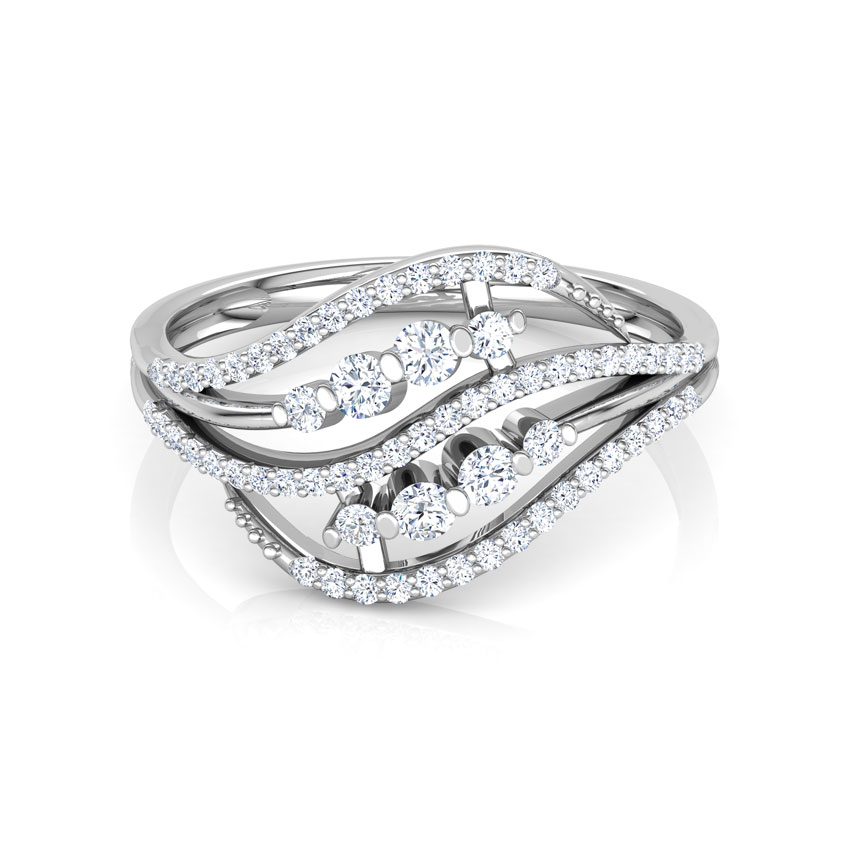 Dual Wavy Leaf Diamond Ring