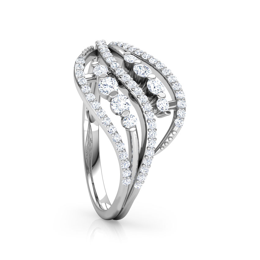 Dual Wavy Leaf Diamond Ring