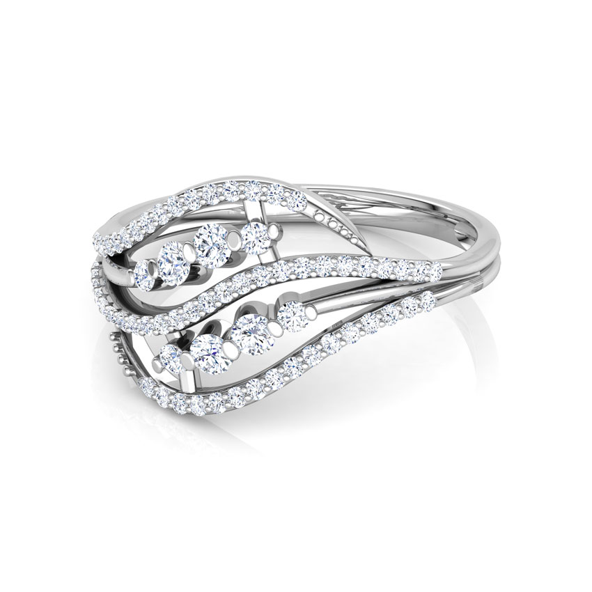 Dual Wavy Leaf Diamond Ring
