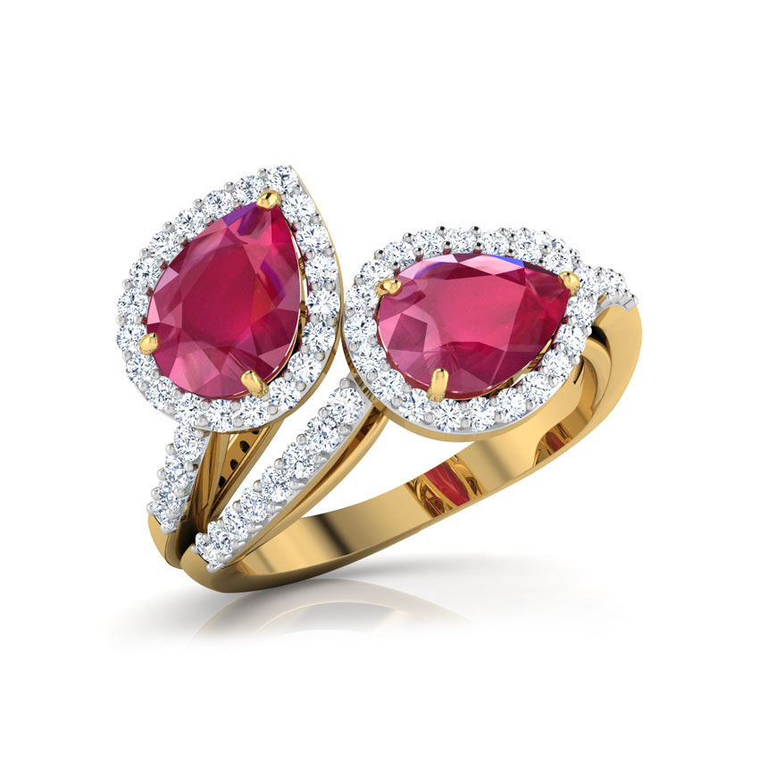 Leafy Ruby Ring