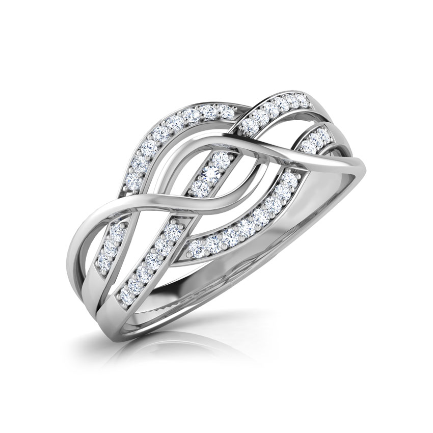 Diamond Rings 18 Karat White Gold Manela Intertwined Diamond Ring