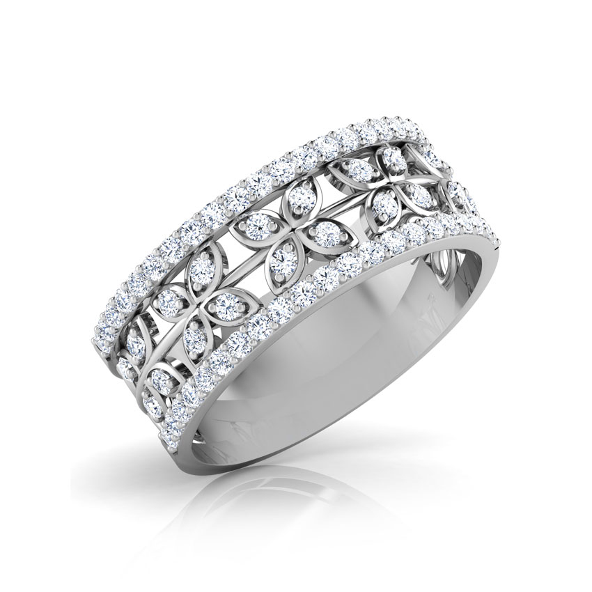 Mirrored Leaf Diamond Band