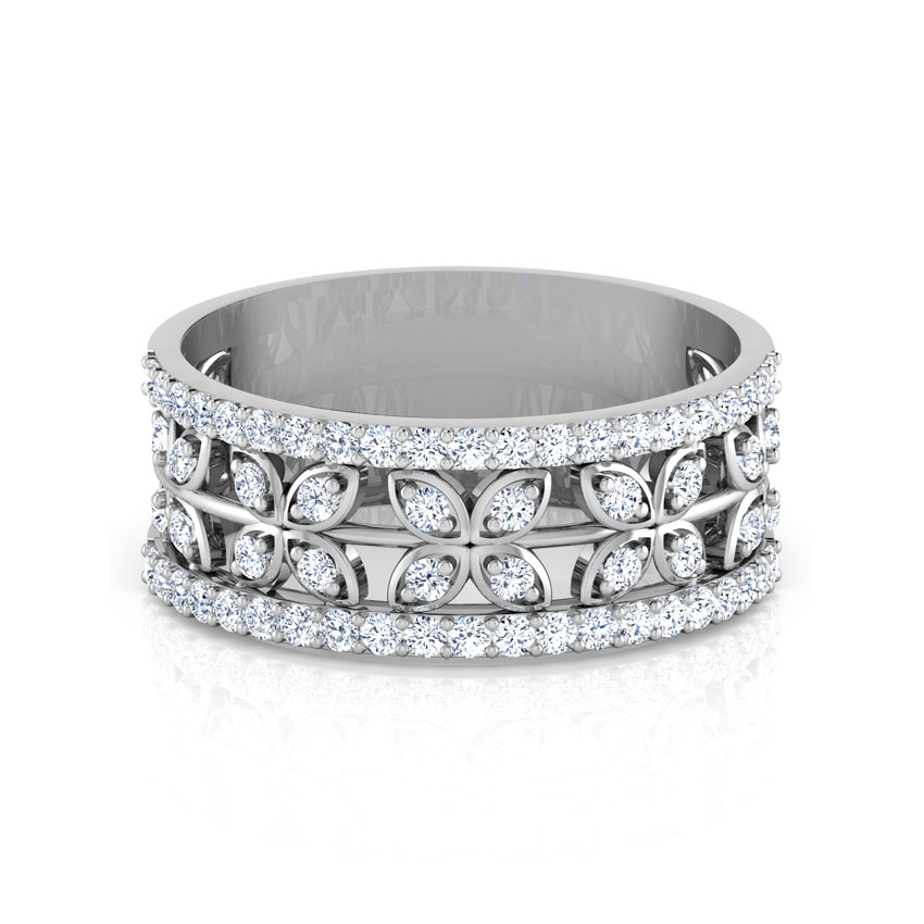 Mirrored Leaf Diamond Band