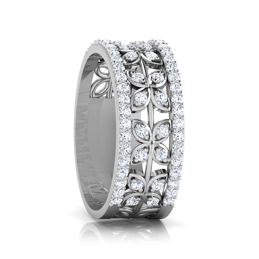 Mirrored Leaf Diamond Band