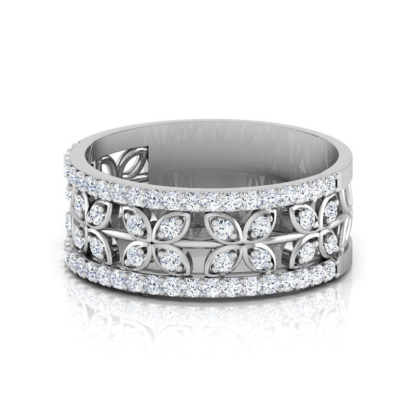 Mirrored Leaf Diamond Band