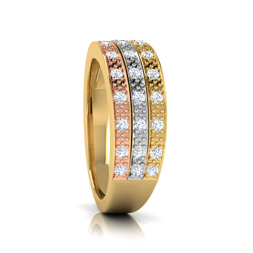 Linda 3-Tone Diamond Band Linda 3-Tone Diamond Band