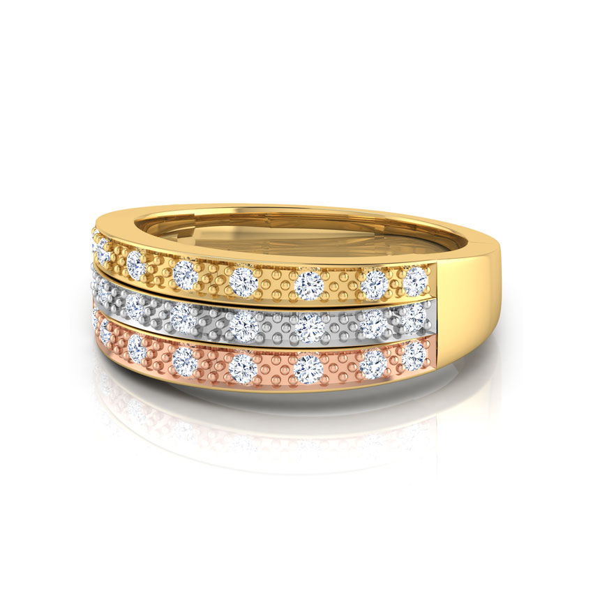 Linda 3-Tone Diamond Band Linda 3-Tone Diamond Band