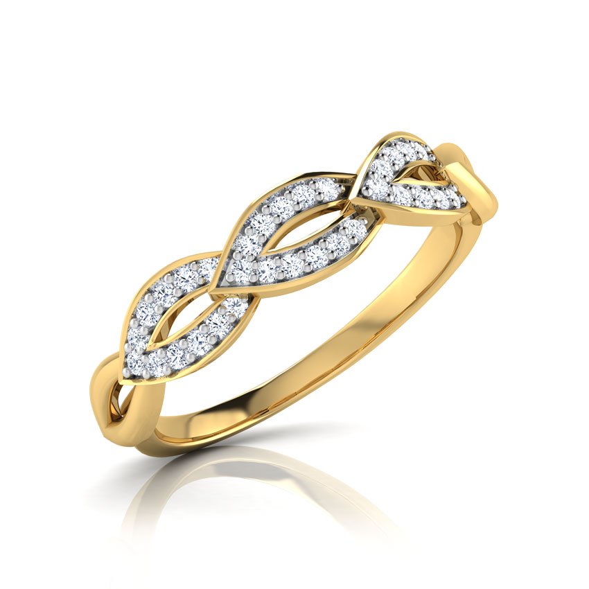 Diamond Rings 18 Karat Yellow Gold Linked Petals Diamond Band