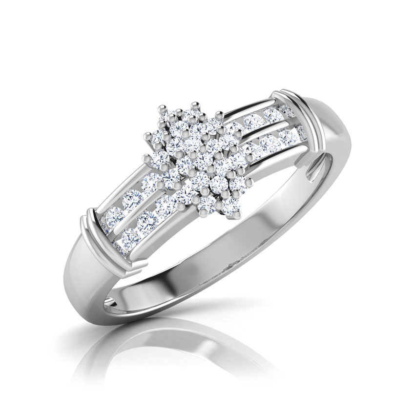 Diamond Rings 18 Karat White Gold Juka Floral Bloom Diamond Ring