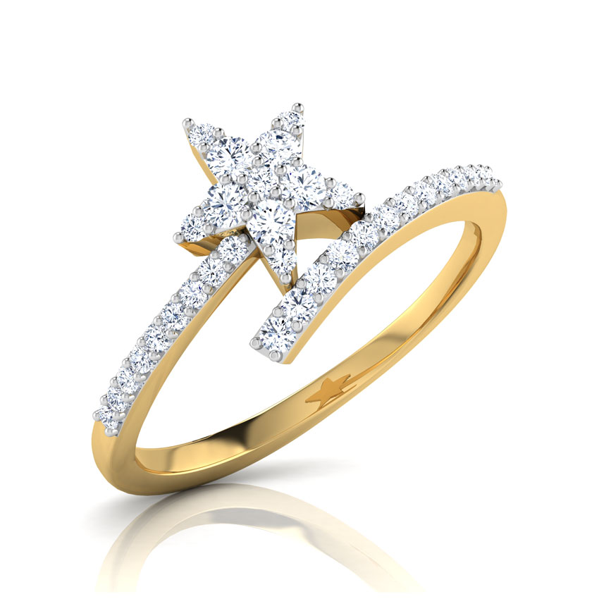 Diamond Rings 18 Karat Yellow Gold Estrella Star Diamond Ring