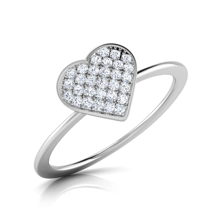 Diamond Rings 14 Karat White Gold Chloe Heart Cluster Diamond Ring