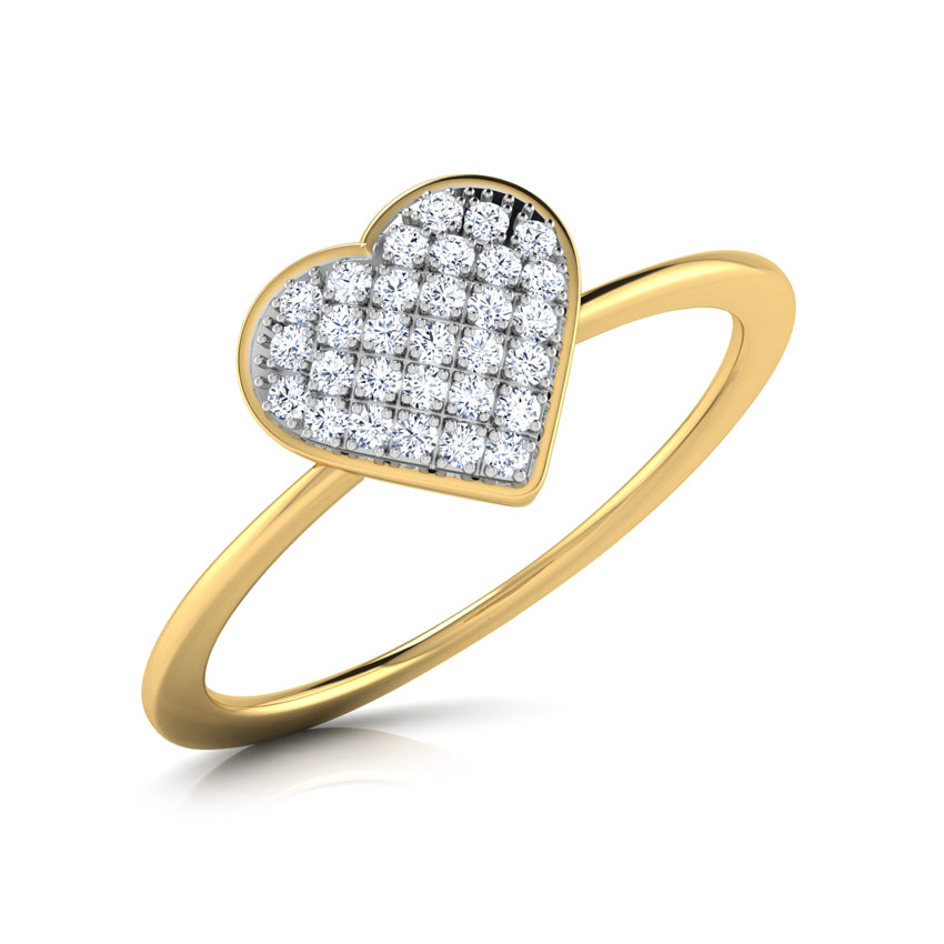 Diamond Rings 18 Karat Yellow Gold Chloe Heart Cluster Diamond Ring