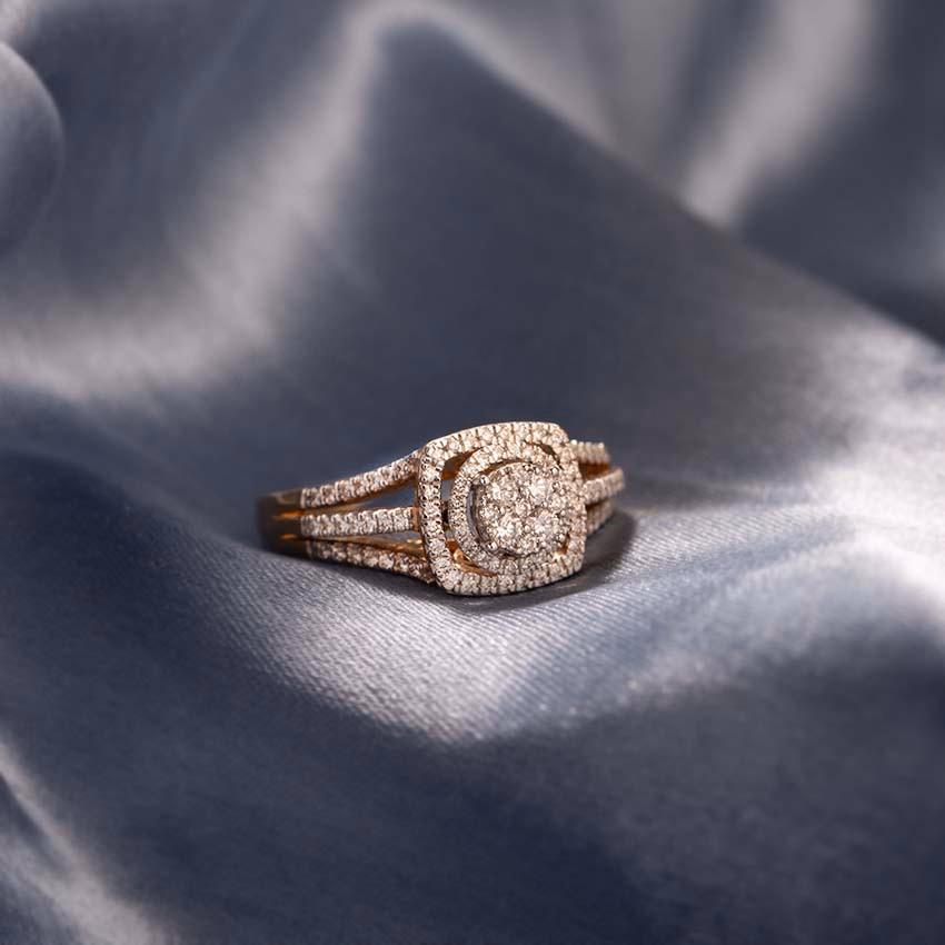 Diamond Rings 14 Karat Two Tone Gold Lucy Double Halo Diamond Ring