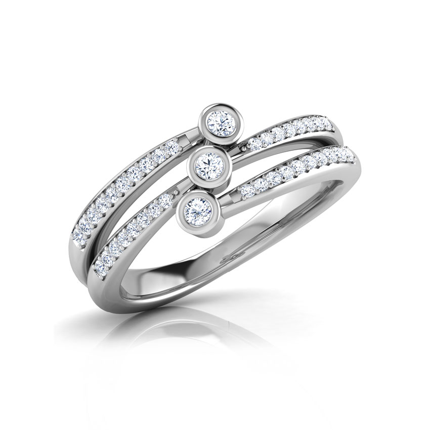 Diamond Rings 18 Karat White Gold Missy 3 Row Diamond Band