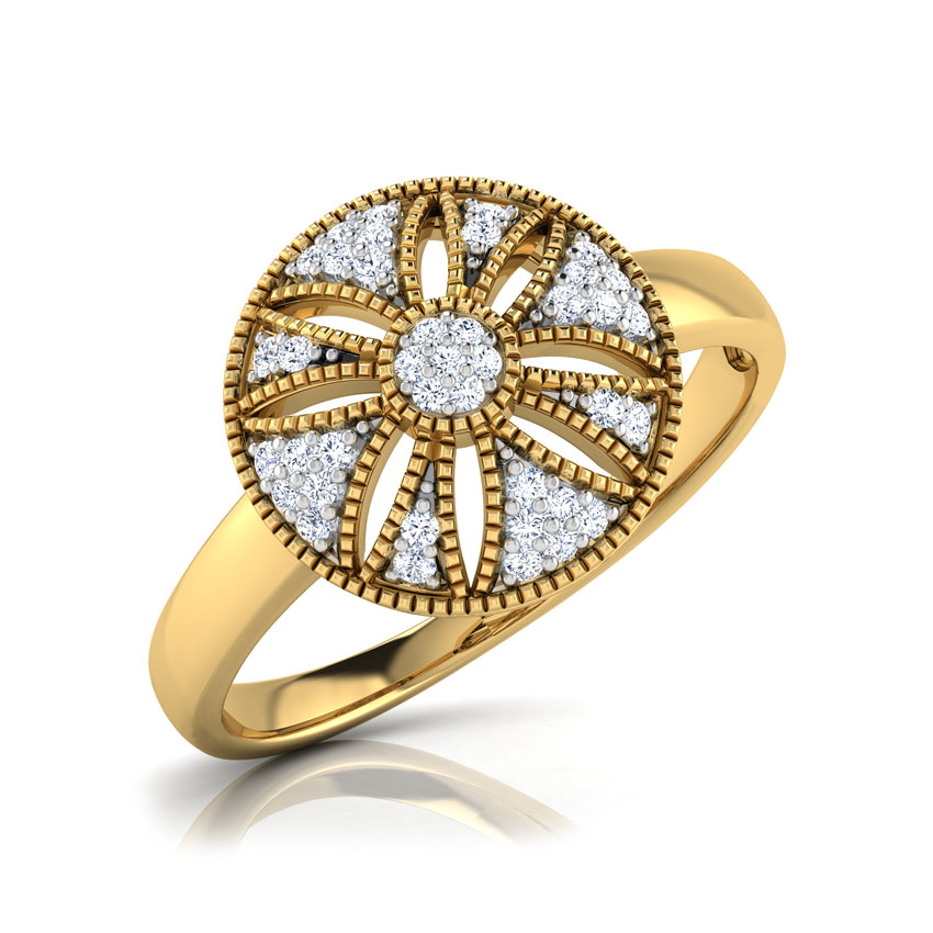 Diamond Rings 18 Karat Yellow Gold Flo Domed Diamond Ring