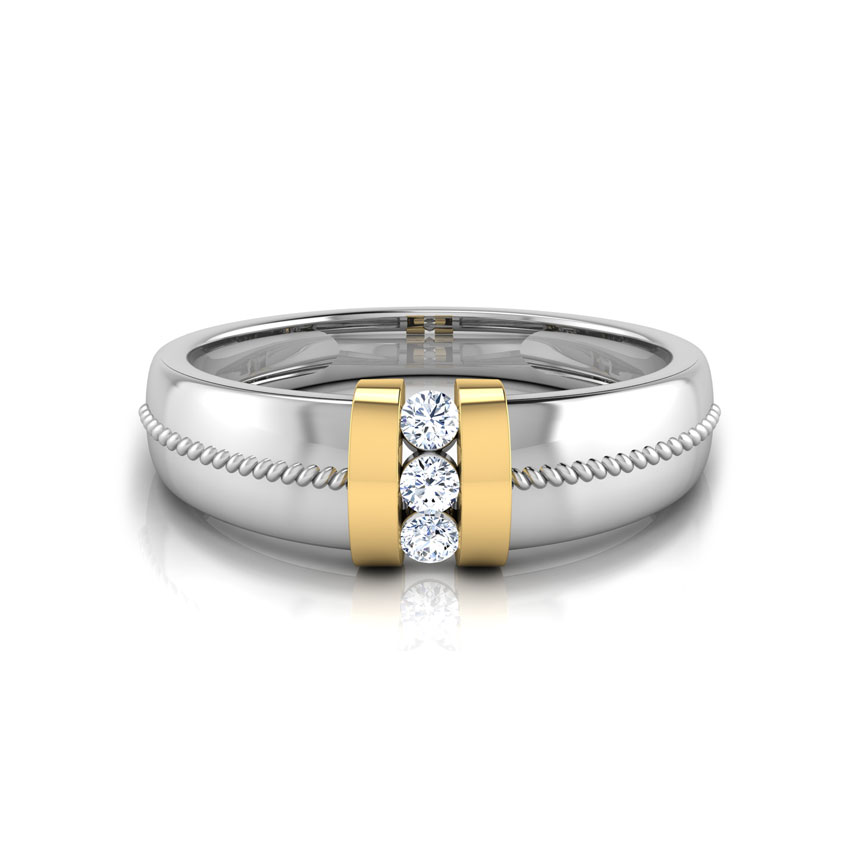 Diamond Rings 18 Karat Two Tone Gold Buck Diamond Band for Men