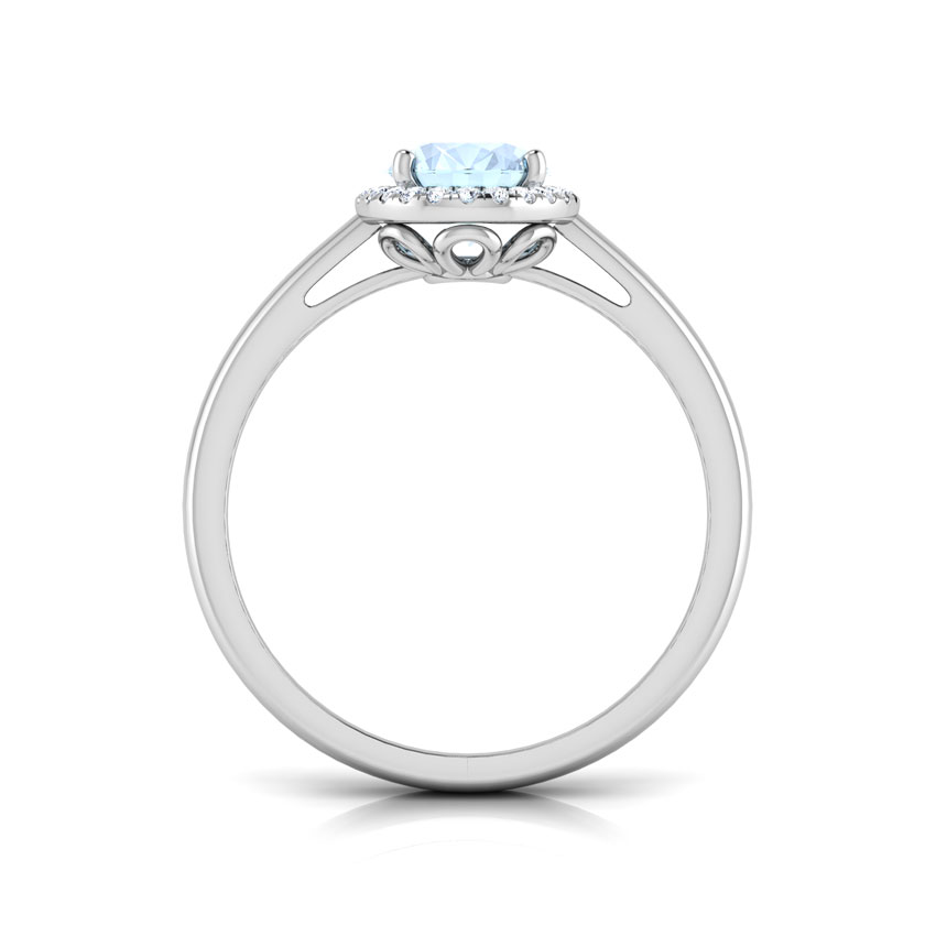 Halo Aquamarine Birthstone Ring
