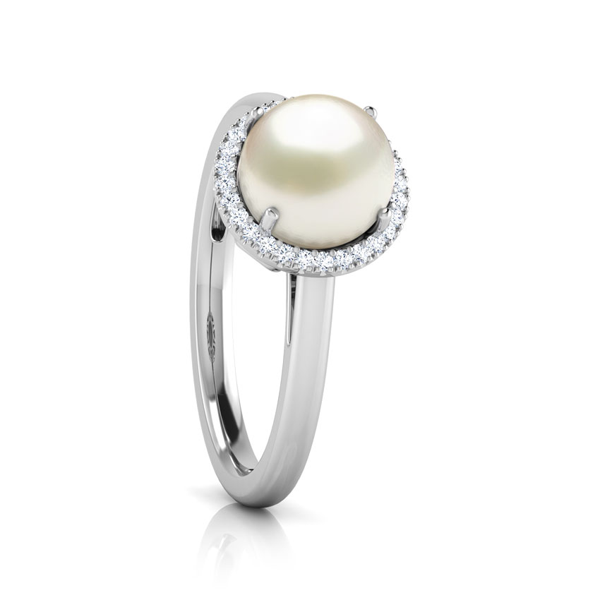 Halo Pearl Birthstone Diamond Ring