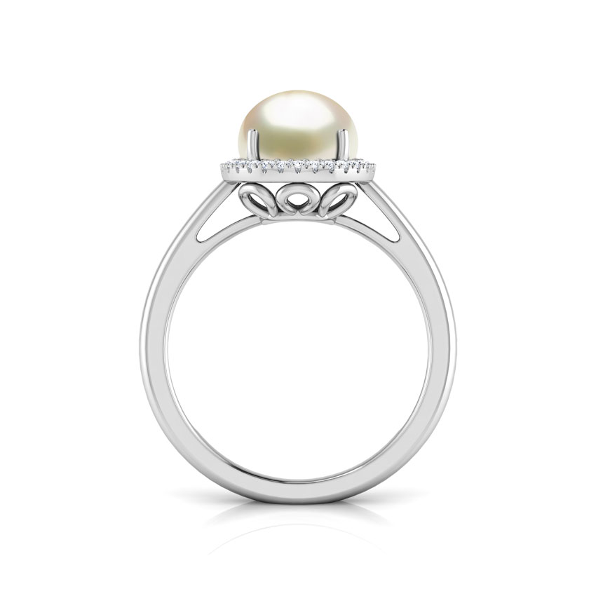 Halo Pearl Birthstone Diamond Ring
