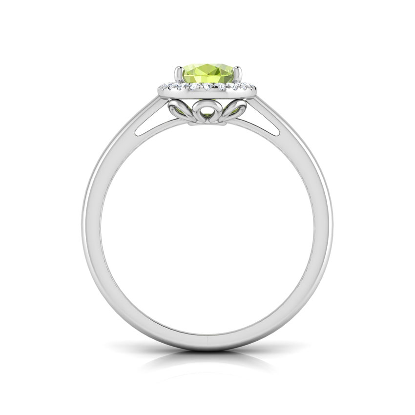 Halo Peridot Birthstone Diamond Ring