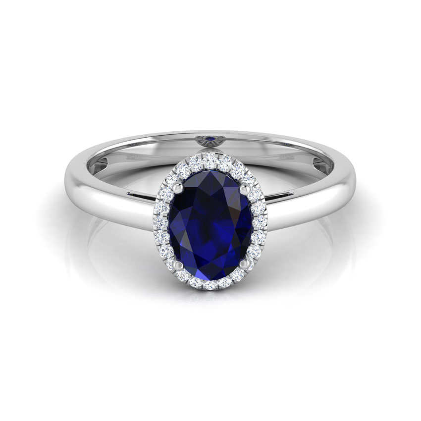 Halo Blue Sapphire Birthstone Ring