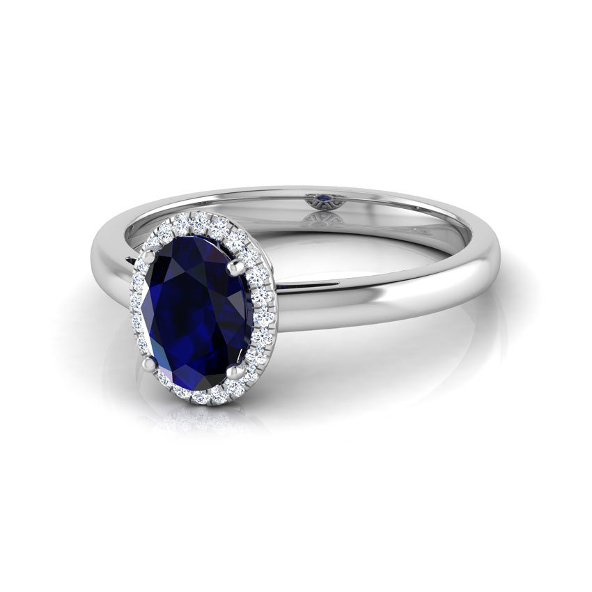 Halo Blue Sapphire Birthstone Ring