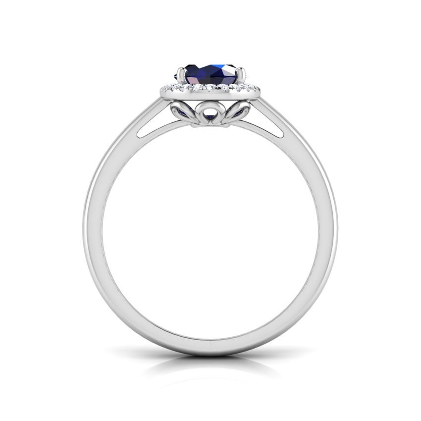 Halo Blue Sapphire Birthstone Ring