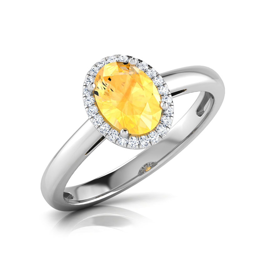 Halo Citrine Birthstone Ring