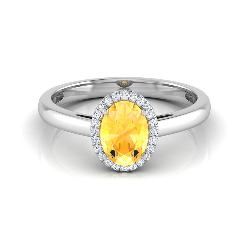 Halo Citrine Birthstone Diamond Ring Halo Citrine Birthstone Diamond Ring