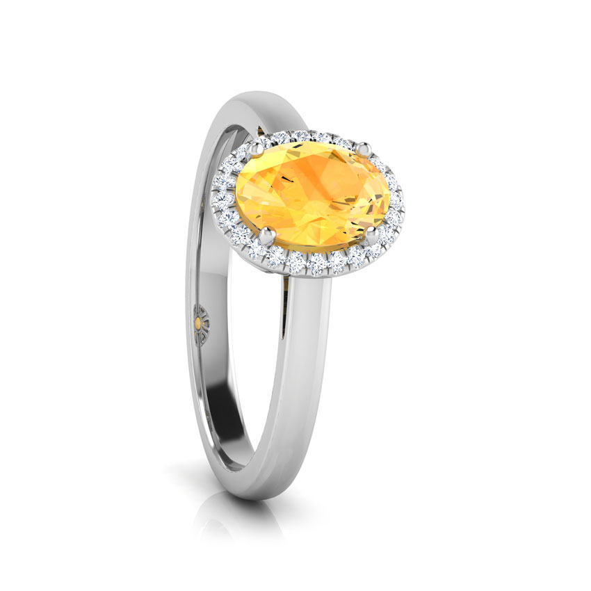 Halo Citrine Birthstone Diamond Ring Halo Citrine Birthstone Diamond Ring