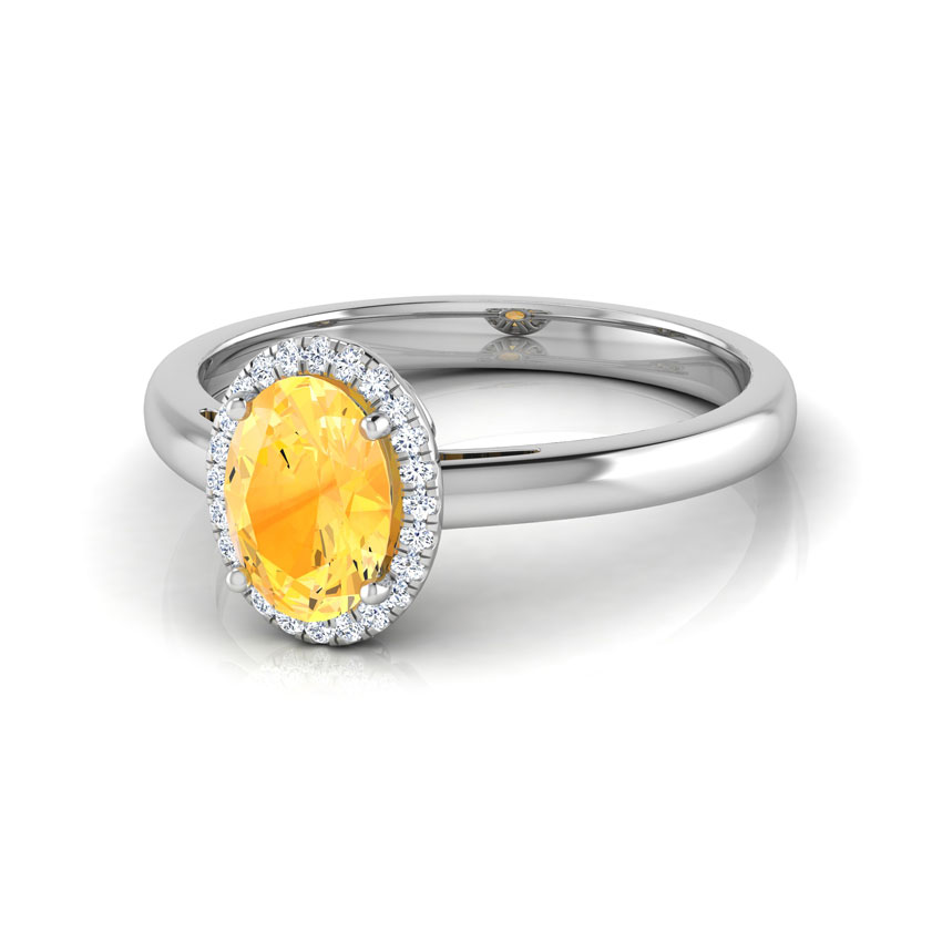 Halo Citrine Birthstone Diamond Ring Halo Citrine Birthstone Diamond Ring