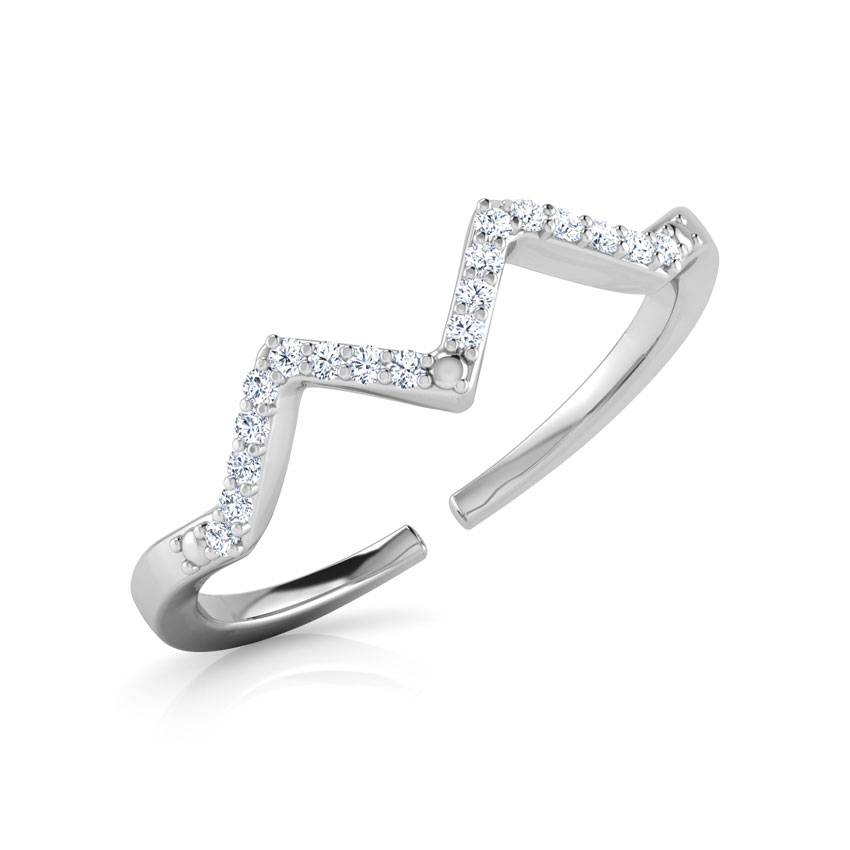 Diamond Rings 18 Karat White Gold Zig Zag Diamond Midi Ring