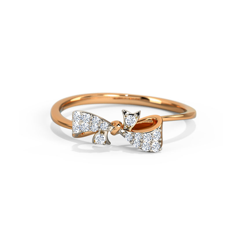 Diamond Rings 18 Karat Rose Gold Elegant Bow Diamond Ring
