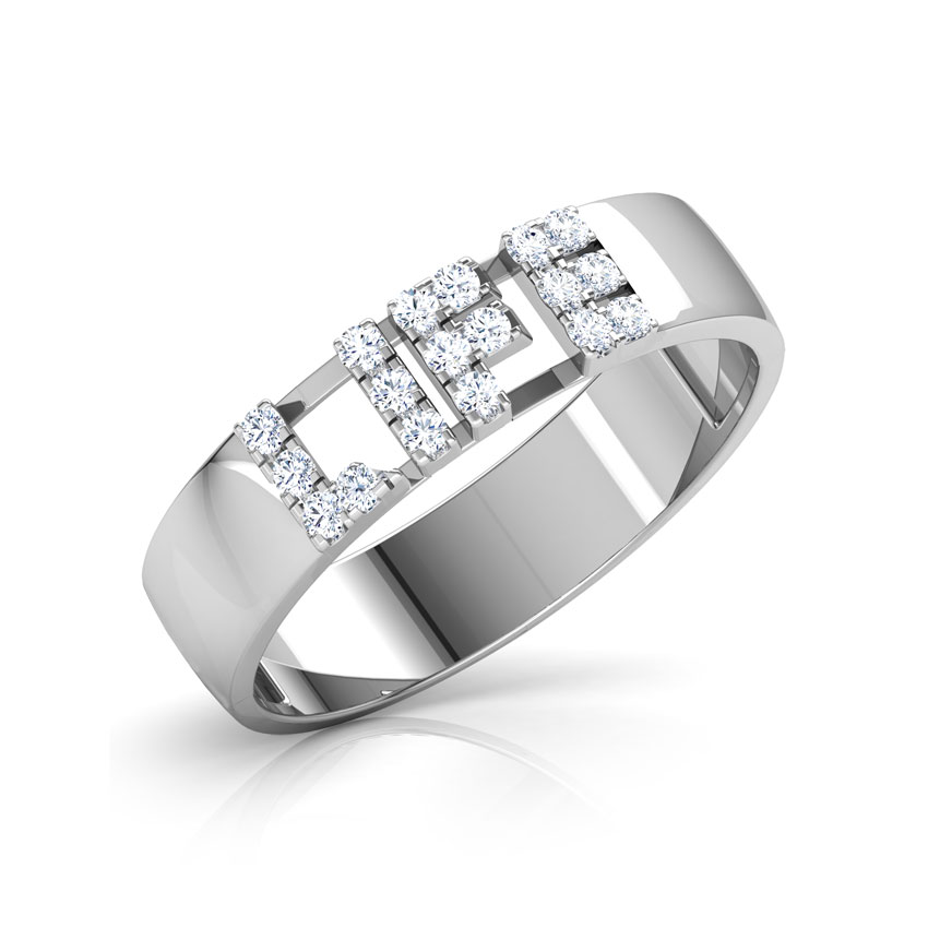 Diamond Rings 18 Karat White Gold Life Studded Diamond Band
