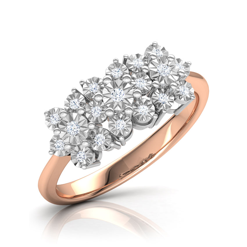 Diamond Rings 14 Karat Rose Gold Clump Miracle Plate Diamond Ring