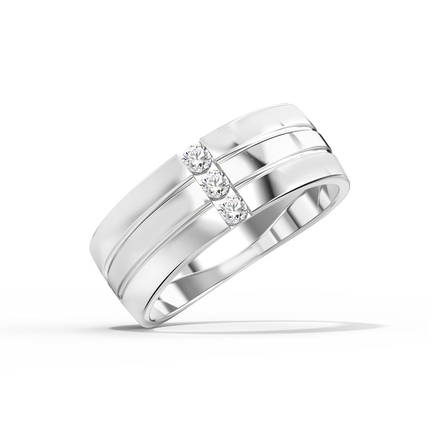 Diamond Rings 14 Karat White Gold Scott Grooved Diamond Band