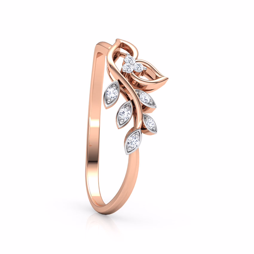 Diamond Rings 14 Karat Rose Gold Classic Leaves Diamond Ring