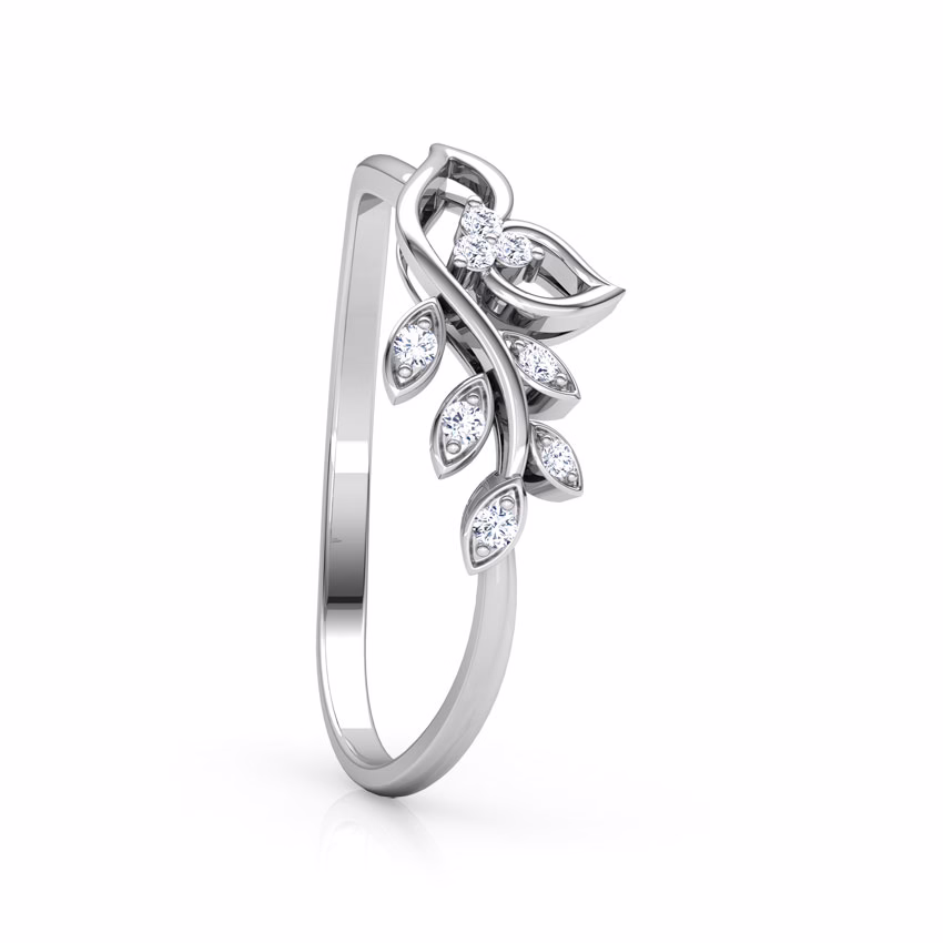 Diamond Rings 18 Karat White Gold Classic Leaves Diamond Ring