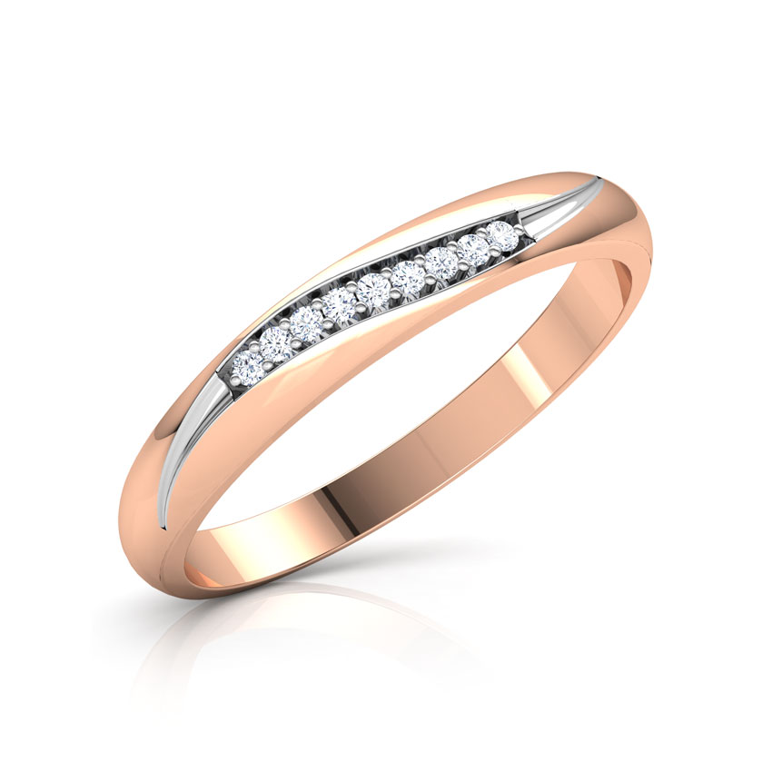 Diamond Rings 14 Karat Rose Gold Linear Wave Diamond Ring