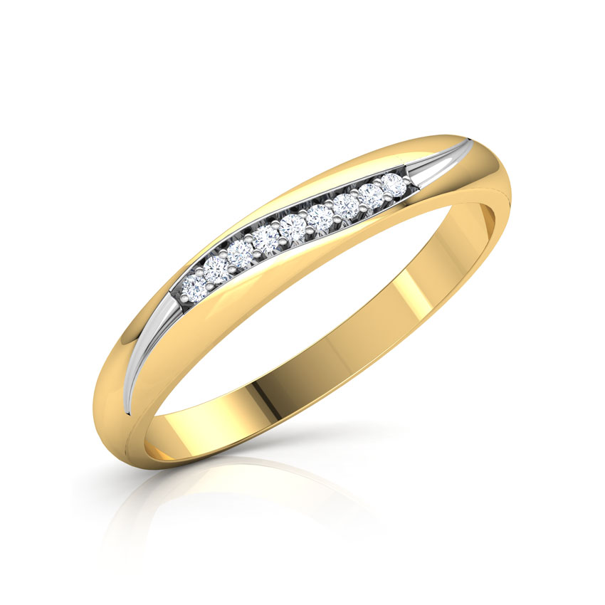 Diamond Rings 14 Karat Yellow Gold Linear Wave Diamond Ring