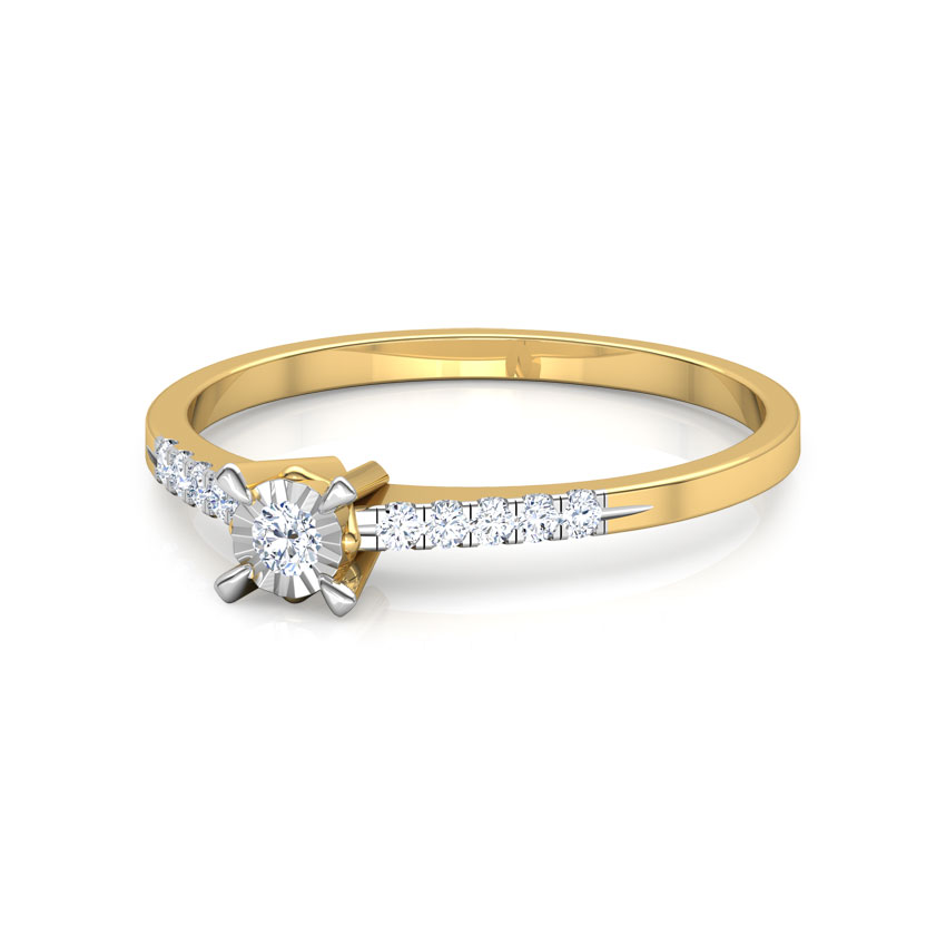 Diamond Rings 14 Karat Yellow Gold Solo Miracle Plate Diamond Ring