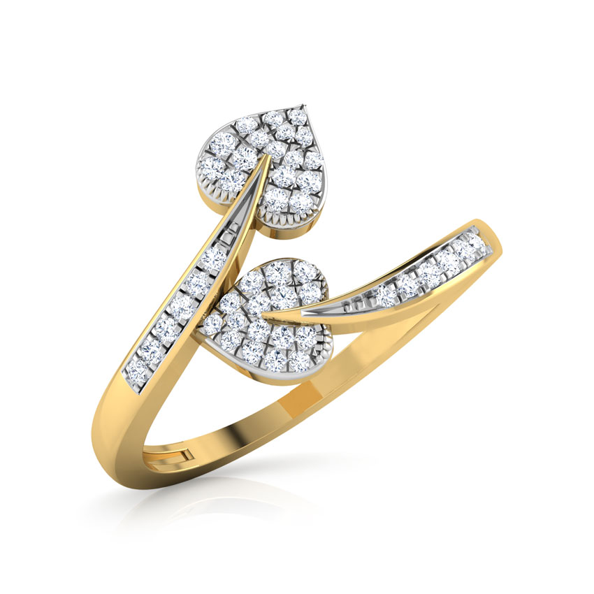 Diamond Rings 18 Karat Yellow Gold Betel Leaf Diamond Ring