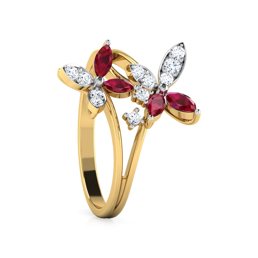 Duo Flower Diamond Ring