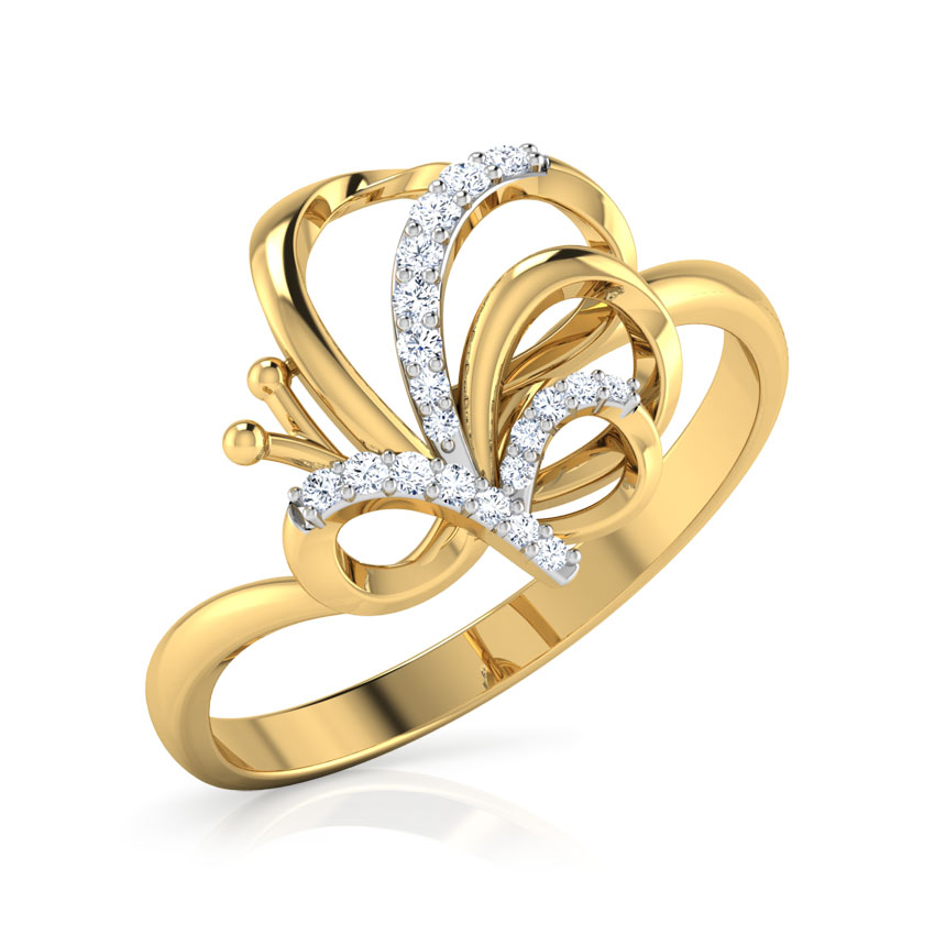 Diamond Rings 18 Karat Yellow Gold Winsome Butterfly Diamond Ring