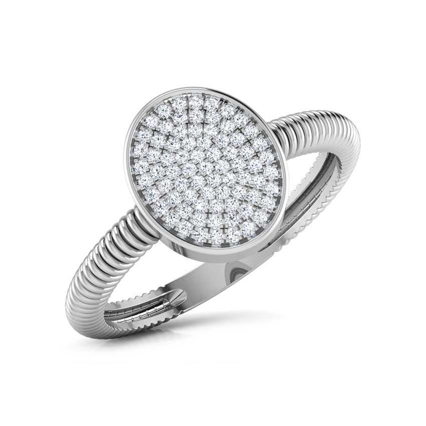 Diamond Rings 18 Karat White Gold Ovate Cluster Diamond Ring