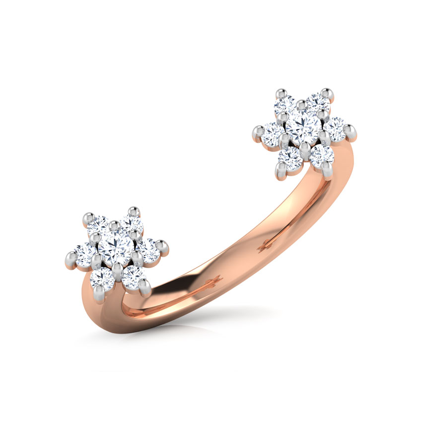 Duo Flower Open Diamond Ring
