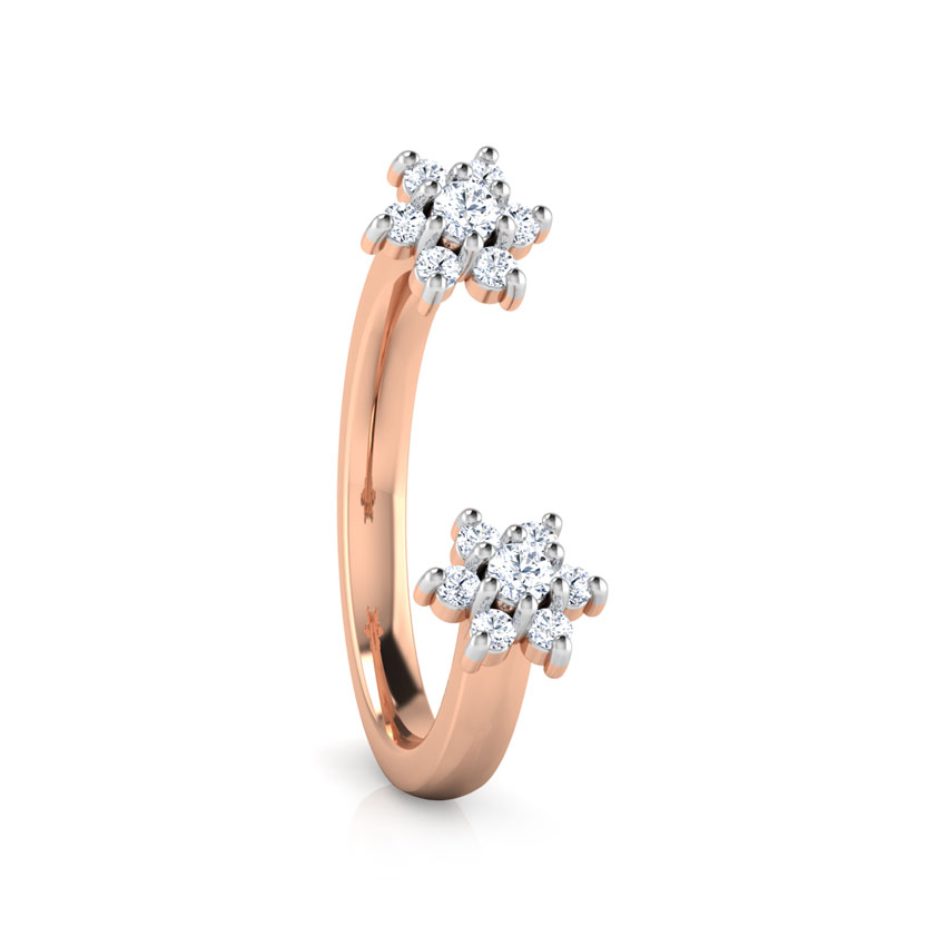 Duo Flower Open Diamond Ring