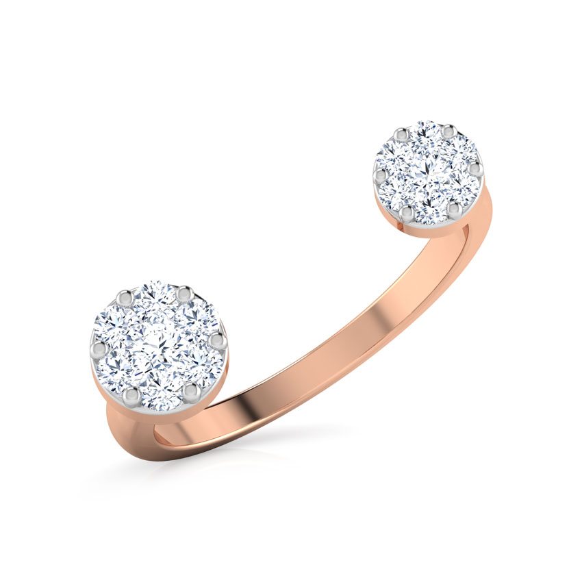 Diamond Rings 18 Karat Rose Gold Duo Cluster Open Diamond Ring